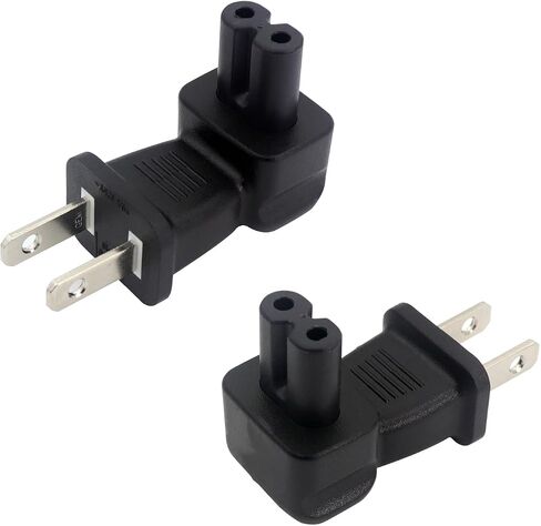 RIIEYOCA American Standard 2-Pin Plug to C7 Right Angle AC Power Adapter for Printers, TVs, LED Lights, Speakers, Monitors and many other devices. (2pack) in Saudi Arabia