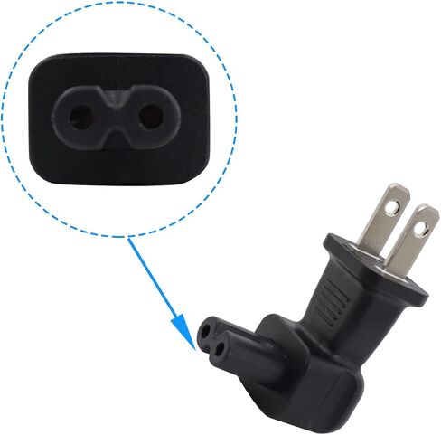 RIIEYOCA American Standard 2-Pin Plug to C7 Right Angle AC Power Adapter for Printers, TVs, LED Lights, Speakers, Monitors and many other devices. (2pack) in Saudi Arabia