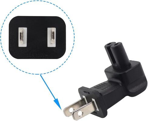 RIIEYOCA American Standard 2-Pin Plug to C7 Right Angle AC Power Adapter for Printers, TVs, LED Lights, Speakers, Monitors and many other devices. (2pack) in Saudi Arabia