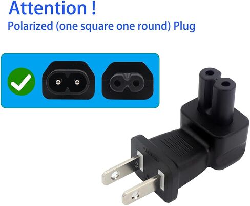 RIIEYOCA American Standard 2-Pin Plug to C7 Right Angle AC Power Adapter for Printers, TVs, LED Lights, Speakers, Monitors and many other devices. (2pack) in Saudi Arabia