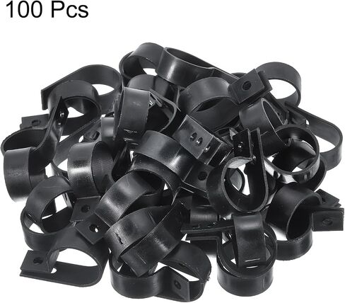MECCANIXITY R-Type Cable Clamps, 19mm 0.74 Inch Cable Clip Cable Organizer Cord Clips Black for Wire Management, Pack of 100 in Saudi Arabia