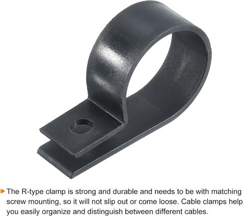MECCANIXITY R-Type Cable Clamps, 19mm 0.74 Inch Cable Clip Cable Organizer Cord Clips Black for Wire Management, Pack of 100 in Saudi Arabia