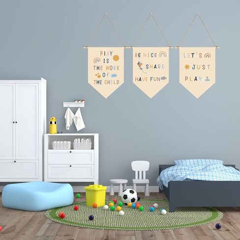 3 قطع من لافتة اللعب المعلقة على القماش، أعلام جدار الحضانة، لافتة لعب ديكور دعنا نلعب فقط، لافتة حائط، لافتة دبوس قوس قزح، لافتة غرفة الحضانة، لافتة جدار غرفة الأطفال، ديكور غرفة اللعب للأطفال والبنات والأولاد in Kuwait