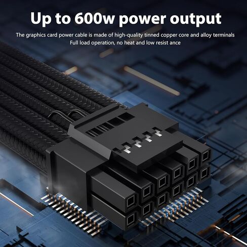 600W PCIe 5.0 /12VHPWR PSU Cable,16Pin(12+4) Connector for RTX 3090 Ti 4070Ti 4080 4090 PCIe 5.0 GPU, 4x8pin(4+4) CPU Connectors Only for Corsair/Great Wall/Thermaltake PSU(Black-70CM) in Saudi Arabia