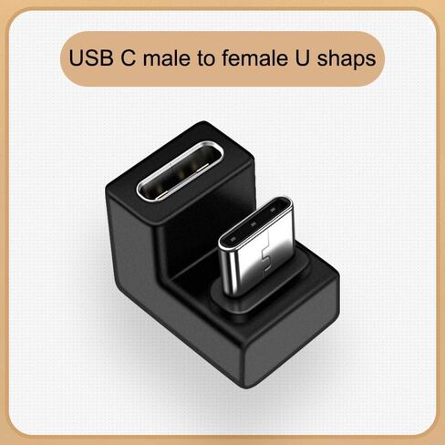 محول USB من النوع C U بزاوية 180 درجة، محول USB 3.1 من النوع C ذكر إلى أنثى متوافق مع أجهزة الكمبيوتر المحمول والكمبيوتر اللوحي والهاتف المحمول (عبوتان) in Kuwait