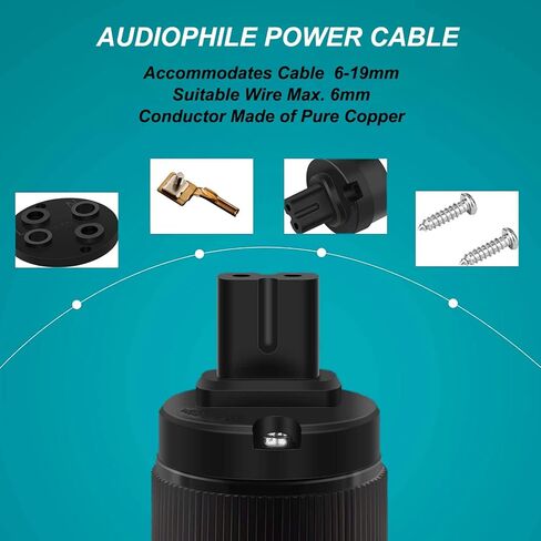 Viborg VF508 C7 Power Connector Pure Copper Figure 8 IEC Connector Female AC Power Plug 7A/125V 2.5A/250V Power Cord Audio Cable Mains Connector in Kuwait