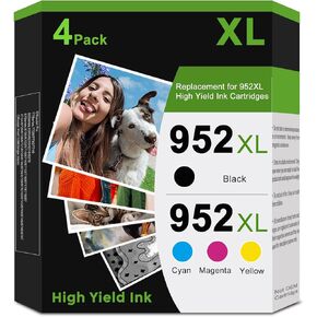 952XL Ink Cartridge Combo Pack Compatible Replacement for HP 952 XL 952XL Black Color to OfficeJet Pro 8710 7740 8720 8725 8210 8715 8702 8740 7720 8730 8216 8700 Printer (Black Cyan Magenta Yellow)