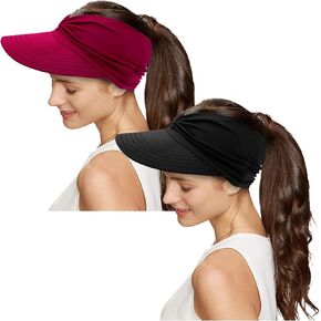 قبعة للوقاية من الشمس للنساء على شكل ذيل حصان رياضي للأشعة فوق البنفسجية للحماية من الأشعة فوق البنفسجية بحافة واسعة قبعات لا تغطي الرأس بالكامل للشاطئ في الهواء الطلق in Kuwait