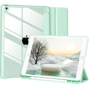 Case Compatible with iPad 9/8/7th Generation 10.2’’2019/2018/2017,Case for iPad 10.2 inch, Shockproof Hard Shell Clear Cover with Pencil Holder,Tablet Cover for iPad 10.2‘‘ with Auto Wake/Sleep,Green