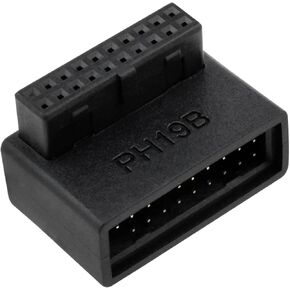 3.0 90 Degree Motherboard Adapter 19/20 Pin Male to Female Extension Adapter L Turn Right Angle Socket for Desktop Motherboard (Down Angle PH19B)-1PCS