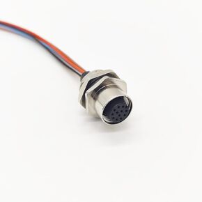 M12 12Pin Female Connector Cable,A Coded Straight Back Mount Cable 1M Waterproof Female Aviation Socket UnShielded Electrical Cable IP67 Sensor Receptacle (1Meter)