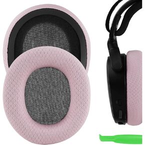 Geekria NOVA Mesh Fabric Replacement Ear Pads for SteelSeries Arctis Prime, Arctis PRO, Arctis 9X, Arctis 7, Arctis 5, Arctis 3 Headset Earpads,Ear Cups Cover Repair Parts (Pink)