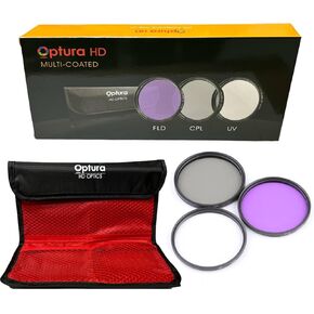 OPTURA HD 58MM Multi-Coated Lens Filter Kit UV/FLD/CPL for Canon EOS Rebel T7 T7i T6i T6 T6s T5i T5 T4i T3i T100 SL3 SL2 Mark II 6D Mark II 5DS 5D Mark II 1D Mark II M3 M5 M6 M10 M50 M100 M200 R RP