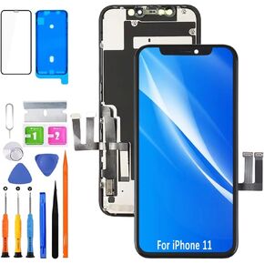 Screen Replacement for iPhone 11 LCD Display FHD Touchscreen 3D Touch Face ID Digitizer Frame Mounting,Waterproof Adhesive,Repair Kits