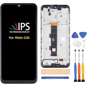 A-MIND for Motolora Moto G30 XT2129 6.5 inch Screen Replacement with Frame LCD Display Touch Digitizer XT2129-1 XT2129-2 XT2129-3 Full Assembly Repair Kits,with Free Tools