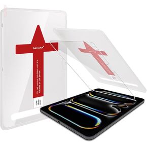 SaharaCase Easy Apply Tempered Glass Screen Protector for Apple iPad Pro (M4) 13-inch 2024 - Tempered Glass Material, Scratch-Resistant Design, Anti-Fingerprint Repelling Technology, Bubble-Free Installation - Clear