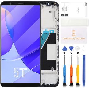 A-MIND TFT for OnePlus 1+ 5T Screen Replacement Kit for OnePlus 5T A5010 LCD Display Touch Screen Digitizer Assembly Replacement with Repair Parts (Black with Frame)