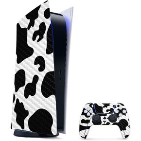 غلاف ألعاب MightySkins من ألياف الكربون لجهاز PS5 / Playstation 5 حزمة الإصدار الرقمي - طباعة بقرة | لمسة نهائية متينة من ألياف الكربون | سهل التطبيق وتغيير الأنماط | صنع في الولايات المتحدة الأمريكية