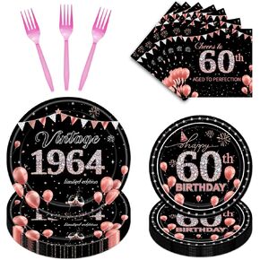 70th Birthday Decorations Men - 96PCS 70th Birthday Plates and Napkins Tableware Cheers to 70 Years Birthday Party Dessert Plates Set Back in 1954 Birthday Party Decorations Supplies Women