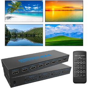 HDMI Matrix Switch 4K@30hz,HDMI Matrix Switcher Splitter 4 in 4 Out,IR Remote Control, Support HDMI 1.4,Video Matrix,HDMI Matrix Selector Box with 3D,with RIR&Button Hand Control for PS4 Camera PC…