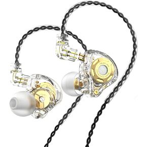 TRN MT1 PRO Wired Earbuds 1DD 10mm Dual Magnetic Dynamic Driver IEM, TRN in Ear Monitor Headphones with 3.5MM Jack for Singers Band Audiophile, Clear, TN0707