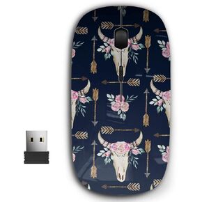 2.4G Ergonomic Portable USB Wireless Mouse for PC, Laptop, Computer, Notebook with Nano Receiver (Watercolor Boho Deer Antlers)