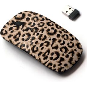 2.4G Wireless Mouse with Cute Pattern Design for All Laptops and Desktops with Nano Receiver - Stylized Leopard