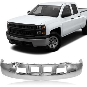 KYX Front Bumper Face Bar Compatible for Chevy Chevrolet Silverado 1500 2014 2015 W/O Fog Light Holes & Park Assist Sensor Holes, Steel Front Bumper Replacement for GM1002844