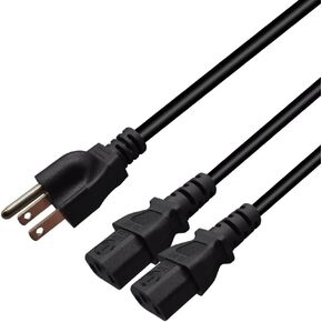 NEMA 5-15P to 3X C13 - C13 Y-Cable, Power Cord Y Splitter Cable - Power 3 Devices,American 3 Pole Plug to 3 C13 Computer Power Splitter Cord (5-15P to 3X C13（3.2FT/1M）)