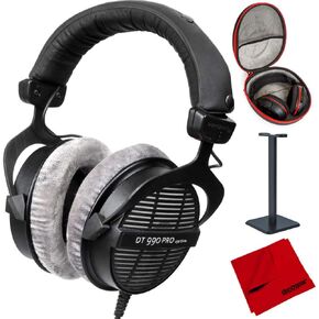 سماعات رأس Beyerdynamic DT-990-Pro-250 احترافية مفتوحة صوتيًا 250 أوم (459038) مع حافظة سماعة رأس كاملة الحجم وحامل سماعة رأس وقطعة قماش للتنظيف من الألياف الدقيقة in Kuwait