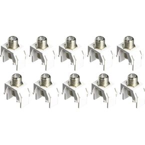 Legrand - OnQ F Keystone Connector, Non-Recessed Keystone Coax Insert, Nickel-Plated 1GHz Keystone F-81 Coupler, Keystone Insert, White, 10 Count, WP3479WH10