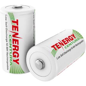 Tenergy Centura 1.2V NiMH Rechargeable D Battery, 8000mAh Low Self Discharge D Cell Batteries, Pre-Charged D Size Battery, 4 Pack, UL Certified