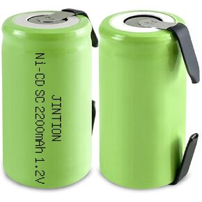 JINTION 2200mAh Sub C NiCd Rechargeable Batteries for Power Tools 1.2V Flat Top Sub-C Cell Batteries with Tabs, 2 Packs