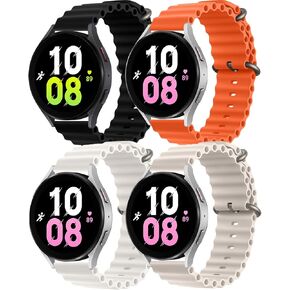 Ocean Band for Samsung Galaxy Watch 7 6 5 4 FE Band 40mm 44mm/Galaxy Watch 6 4 Classic Band 47mm 46mm 43mm 42mm/Watch 5 Pro 45mm/3 41mm/Active,20mm Silicone Sport Strap Bracelet Wristband Men Women