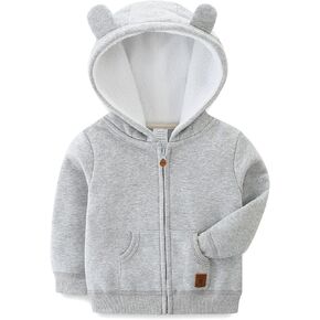 Baby Boy Girl Clothes Zip-Up Hoodies with Sherpa Lining Spring Fall Outerwear Coat