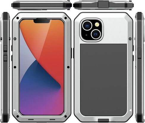 Marrkey for iPhone 14 Case, 360 Full Body Protective Cover Heavy Duty Shockproof [Tough Armour] Aluminum Metal Case with Silicone Built-in Screen Protector for Apple iPhone 14 6.1 Inch - Black in Kuwait