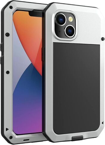 Marrkey for iPhone 14 Case, 360 Full Body Protective Cover Heavy Duty Shockproof [Tough Armour] Aluminum Metal Case with Silicone Built-in Screen Protector for Apple iPhone 14 6.1 Inch - Black in Kuwait