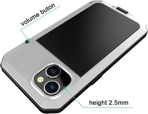 Marrkey for iPhone 14 Case, 360 Full Body Protective Cover Heavy Duty Shockproof [Tough Armour] Aluminum Metal Case with Silicone Built-in Screen Protector for Apple iPhone 14 6.1 Inch - Black in Kuwait