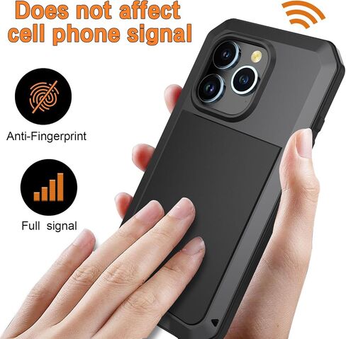 Marrkey for iPhone 14 Case, 360 Full Body Protective Cover Heavy Duty Shockproof [Tough Armour] Aluminum Metal Case with Silicone Built-in Screen Protector for Apple iPhone 14 6.1 Inch - Black in Kuwait
