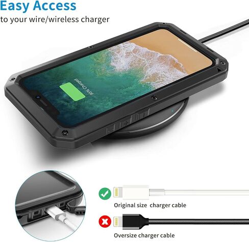Marrkey for iPhone 14 Case, 360 Full Body Protective Cover Heavy Duty Shockproof [Tough Armour] Aluminum Metal Case with Silicone Built-in Screen Protector for Apple iPhone 14 6.1 Inch - Black in Kuwait