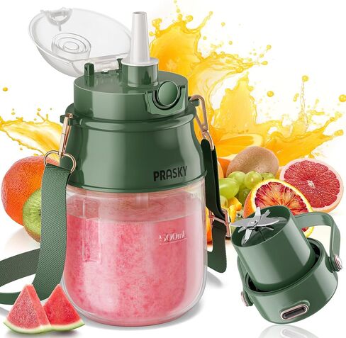 Portable Blender for Shakes & Smoothies 27oz Cordless Personal Juicer with Lid and Shoulder Strap, 10 Sharp Blades for Powerful Blending Type-C Rechargeable Large Juice Sport Cup BPA-free in Saudi Arabia