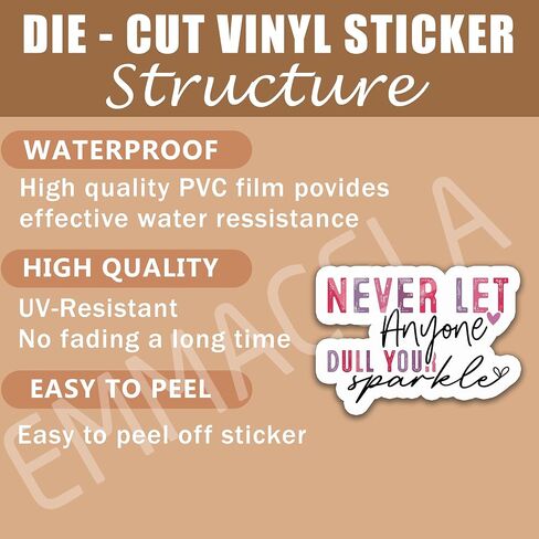 (3PCS) Never Let Anyone Dull Your Sparkle Sticker, Mental Health Awareness,Motivational Quotes, Inspirational Quotes Stickers,Waterproof Vinyl Decal Decor Books Laptops Tumblers Kindles 3'' x 2.2 " in Saudi Arabia