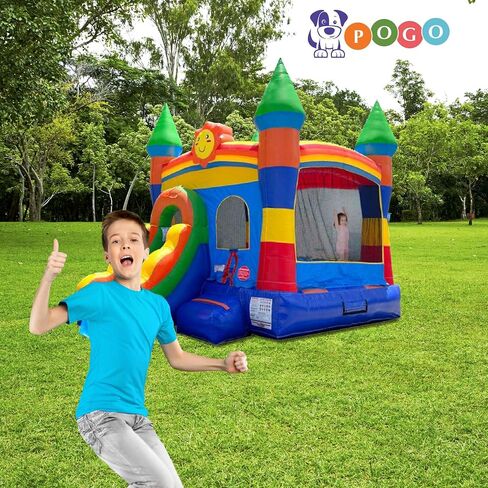 Inflatable Bounce House with Slide for Kids (Without Blower) - 18 x 12 x 14.5 Foot Pink Smiley Face Backyard Inflatable Bouncy House - Built-in Bladder Water Misting System in Kuwait