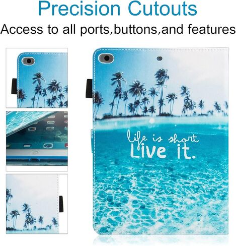 Dteck Case for iPad 9.7 inch 2018 2017 / iPad Air Case/iPad Air 2 Case, PU Leather Folio Smart Cover with Auto Sleep Wake Stand Wallet Case for Apple iPad 6th / 5th Gen,iPad Air 1/2, Beach Live it in Kuwait