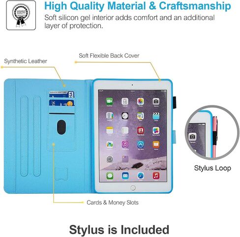 Dteck Case for iPad 9.7 inch 2018 2017 / iPad Air Case/iPad Air 2 Case, PU Leather Folio Smart Cover with Auto Sleep Wake Stand Wallet Case for Apple iPad 6th / 5th Gen,iPad Air 1/2, Beach Live it in Kuwait
