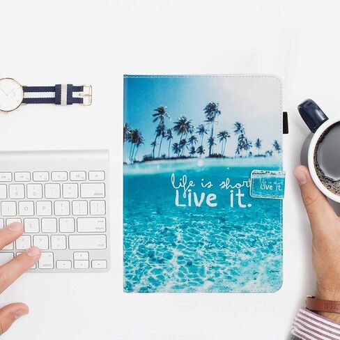 Dteck Case for iPad 9.7 inch 2018 2017 / iPad Air Case/iPad Air 2 Case, PU Leather Folio Smart Cover with Auto Sleep Wake Stand Wallet Case for Apple iPad 6th / 5th Gen,iPad Air 1/2, Beach Live it in Kuwait