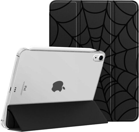 متوافق مع iPad Air 6th 11 بوصة M2 (2024)، iPad Air 5/4 (2022/2020 الجيل الخامس/الرابع 10.9 بوصة) حافظة مع حامل قلم رصاص لطيف أسود ليوبارد ناعم من البولي يوريثان اللدن بالحرارة حامل ثلاثي الطي واقٍ - ليوبارد in Kuwait