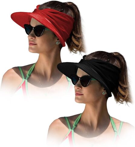 قبعة للوقاية من الشمس للنساء على شكل ذيل حصان رياضي للأشعة فوق البنفسجية للحماية من الأشعة فوق البنفسجية بحافة واسعة قبعات لا تغطي الرأس بالكامل للشاطئ في الهواء الطلق in Kuwait