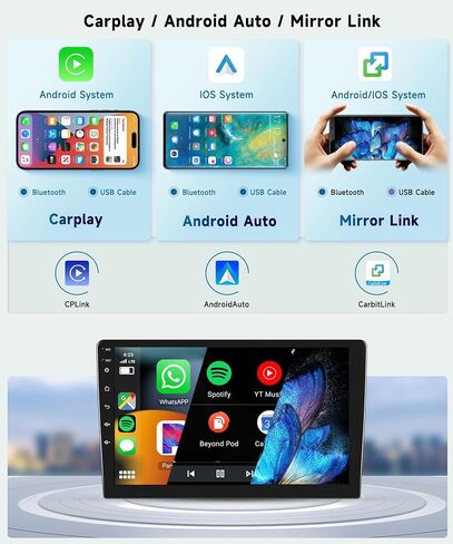 8 CORE 4G+64G 10.1 بوصة Android 13 راديو ستيريو للسيارة مزدوج الدين مع CarPlay لاسلكي/Android Auto، 1280 * 720P IPS شاشة تعمل باللمس وحدة رئيسية GPS WiFi Bluetooth 32 نطاق DSP SWC HD كاميرا احتياطية in Saudi Arabia