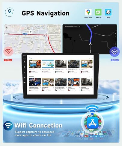 8 CORE 4G+64G 10.1 بوصة Android 13 راديو ستيريو للسيارة مزدوج الدين مع CarPlay لاسلكي/Android Auto، 1280 * 720P IPS شاشة تعمل باللمس وحدة رئيسية GPS WiFi Bluetooth 32 نطاق DSP SWC HD كاميرا احتياطية in Saudi Arabia